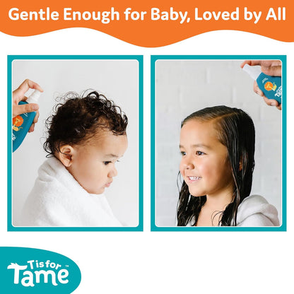T is for Tame Detangler - Taming and Detangling Spray for Babies, Toddlers &amp; Kids – Effortlessly Untangles Knots, Calms Frizz &amp; Static for Smooth, Manageable Hair. 125mL