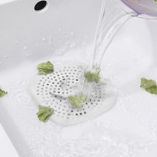2Pcs Silicone Shower Drain Cover with Suction Cups, Hair Catcher Strainer for Sink, Bathtub, and Kitchen, Anti-Clogging Drain Protector Plug Filter - White