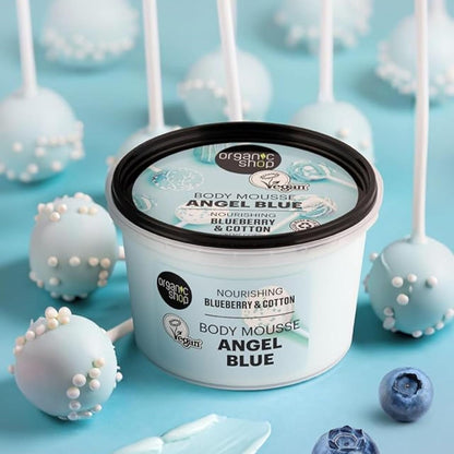 Organic Shop Body Mousse Angel Blue Nourishing Blueberry &amp; Cotton, 250 ml
