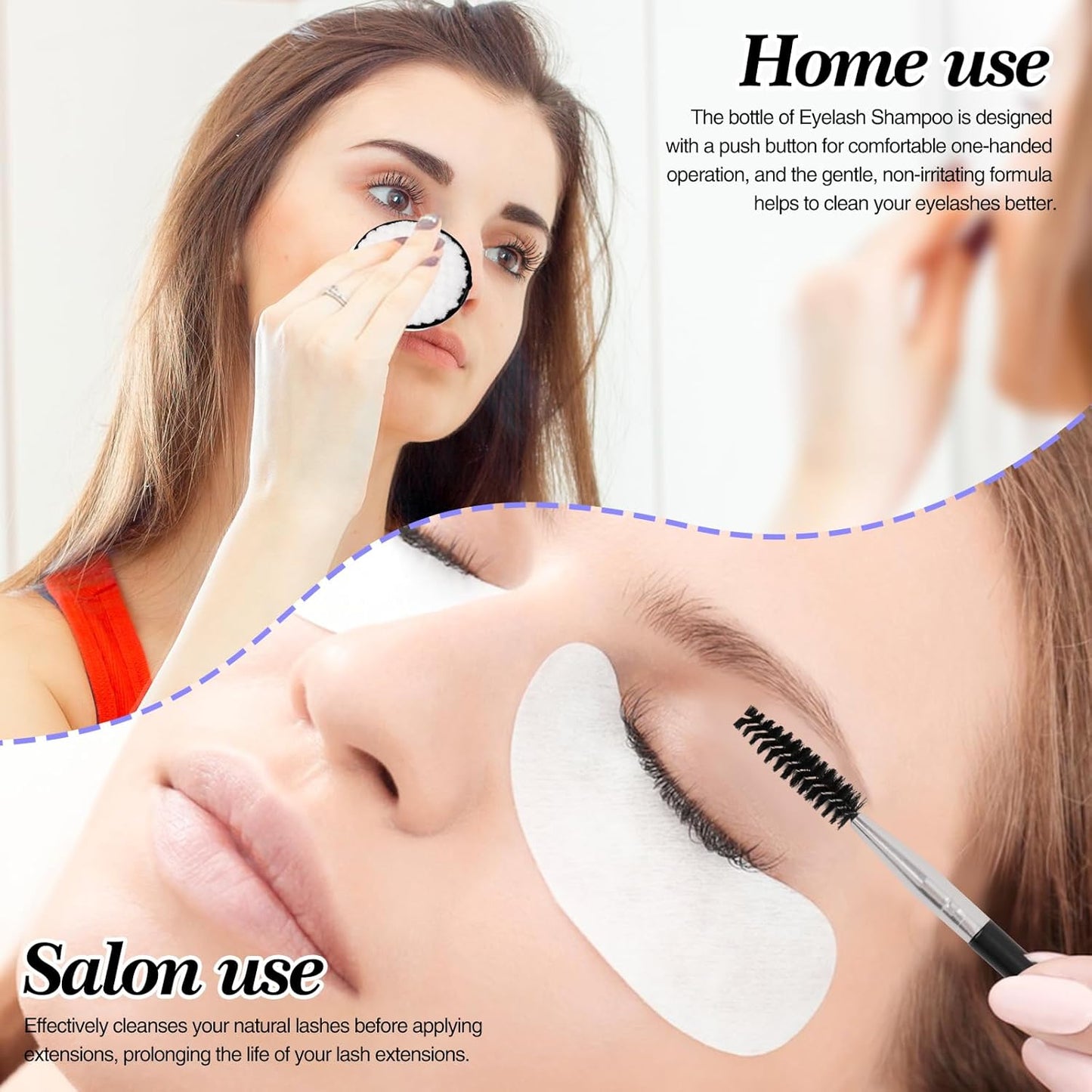 LZM Lash Shampoo for Lash Extensions 60Ml/2.1 FL.OZ Eyelash Shampoo with Lash Brush Lash Cleanser Paraben &amp; Oil Free Eyelash Cleanser for Eyelash Extensions for Salon and Home Use