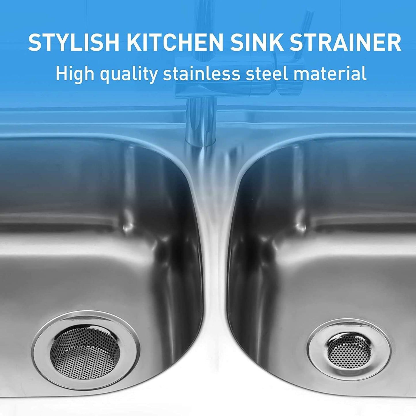 2pcs Kitchen Bathroom Sink Strainer, Stainless Steel Drain Filter, Thicker, Outer Diameter 3 Inch/77mm (Small Size)