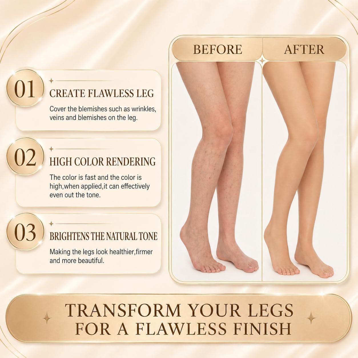 Miracle Da Paris Body Perfector Waterproof Tattoo Cover Up Makeup Full Coverage Leg Foundation Cream with Brush for Daily Wear and Events (Tan)
