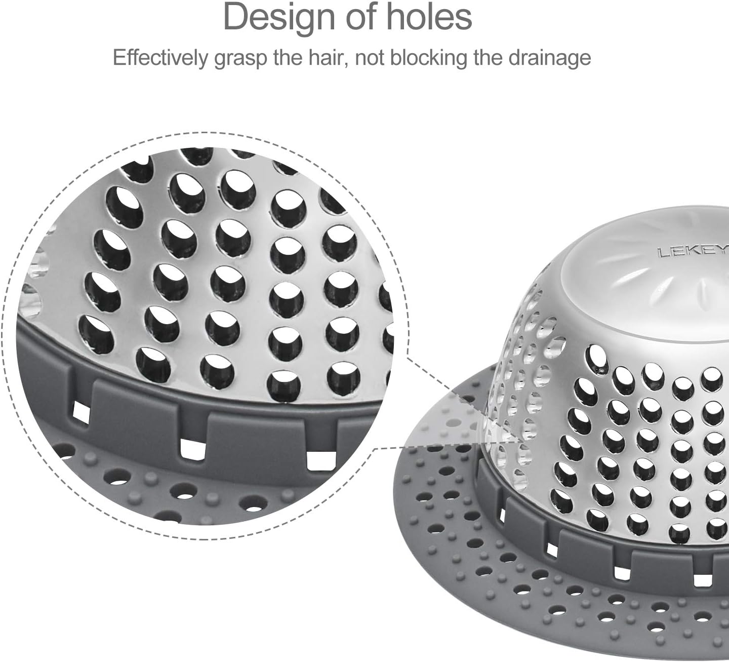 LEKEYE Drain Hair Catcher/Bathtub Drain Cover/Drain Protector for Pop-Up &amp; Regular Drains(Patented Product)