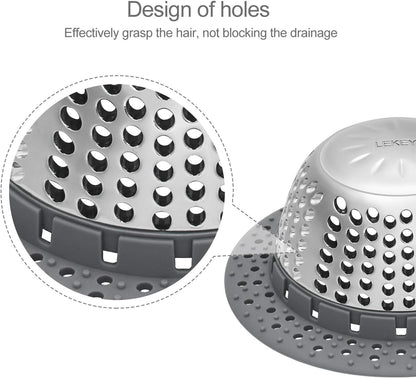 LEKEYE Drain Hair Catcher/Bathtub Drain Cover/Drain Protector for Pop-Up &amp; Regular Drains(Patented Product)
