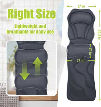 Full Body Bath Pillow for Tub, Bathtub Pillow with Removable Lumbar Pillow, 3D Air Mesh Spa Bath Cushion, 168 Suction Cups, Tub Pillow for Head, Neck, Back and Legs Support, Bathtub Accessories