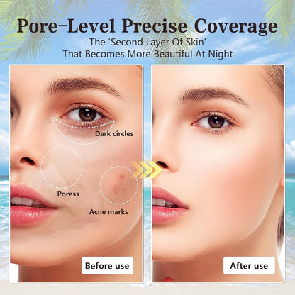 2pcs Body Coverage Perfector, Waterproof Leg Makeup, Tattoo Cover Up Cream All Over Complexion Perfect With Large Round Brush 48H Long Lasting Wear for Women（Light and neutral colors）