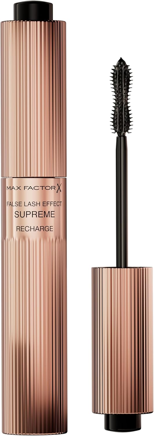 Max Factor False Lash Effect Supreme Recharge Mascara - Black, Instant 7x Volume, Healthier-Looking Lashes, Keratin-Rich Formula, Refillable Mascara