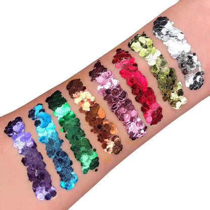 Classic Chunky Face &amp; Body Glitter Gel by Moon Glitter - Red - Cosmetic Festival Glitter Face Paint for Face, Body, Hair, Nails - 12ml