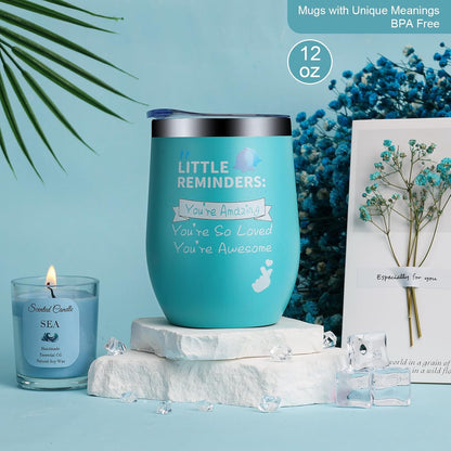 "You're Awesome" Chamomile Pamper Gift Set for Women - Luxury Spa Kit with Insulated Wine Tumbler, Relaxation Self Care Hamper for Mum, Best Friend, Sister, Birthday &amp; Get Well Soon
