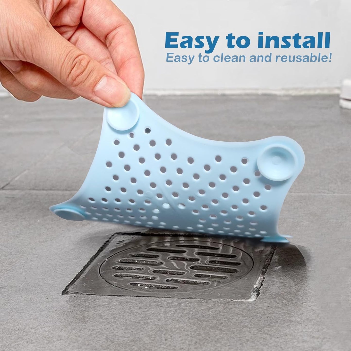 3 Pcs Silicone Drain Hair Catcher for Shower, Bathroom &amp; Kitchen, Sink Strainer with Suction Cups, Bathtub Drain Cover Hair Trap – Easy Install, Durable Filter (White, Blue, Green)