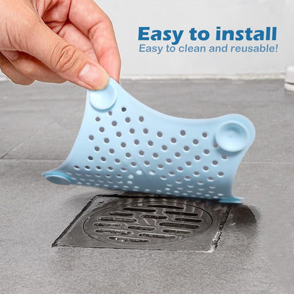 3 Pcs Silicone Drain Hair Catcher for Shower, Bathroom &amp; Kitchen, Sink Strainer with Suction Cups, Bathtub Drain Cover Hair Trap – Easy Install, Durable Filter (White, Blue, Green)