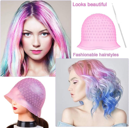 9 Pcs Highlighting Cap Kit, Highlight Kit, Streaking Cap, With Hooked Salon Hair Dyeing Comb Hair Dyeing Brush Shawl Gloves Suitable for Colored Salon Girls Hair Styling Tool