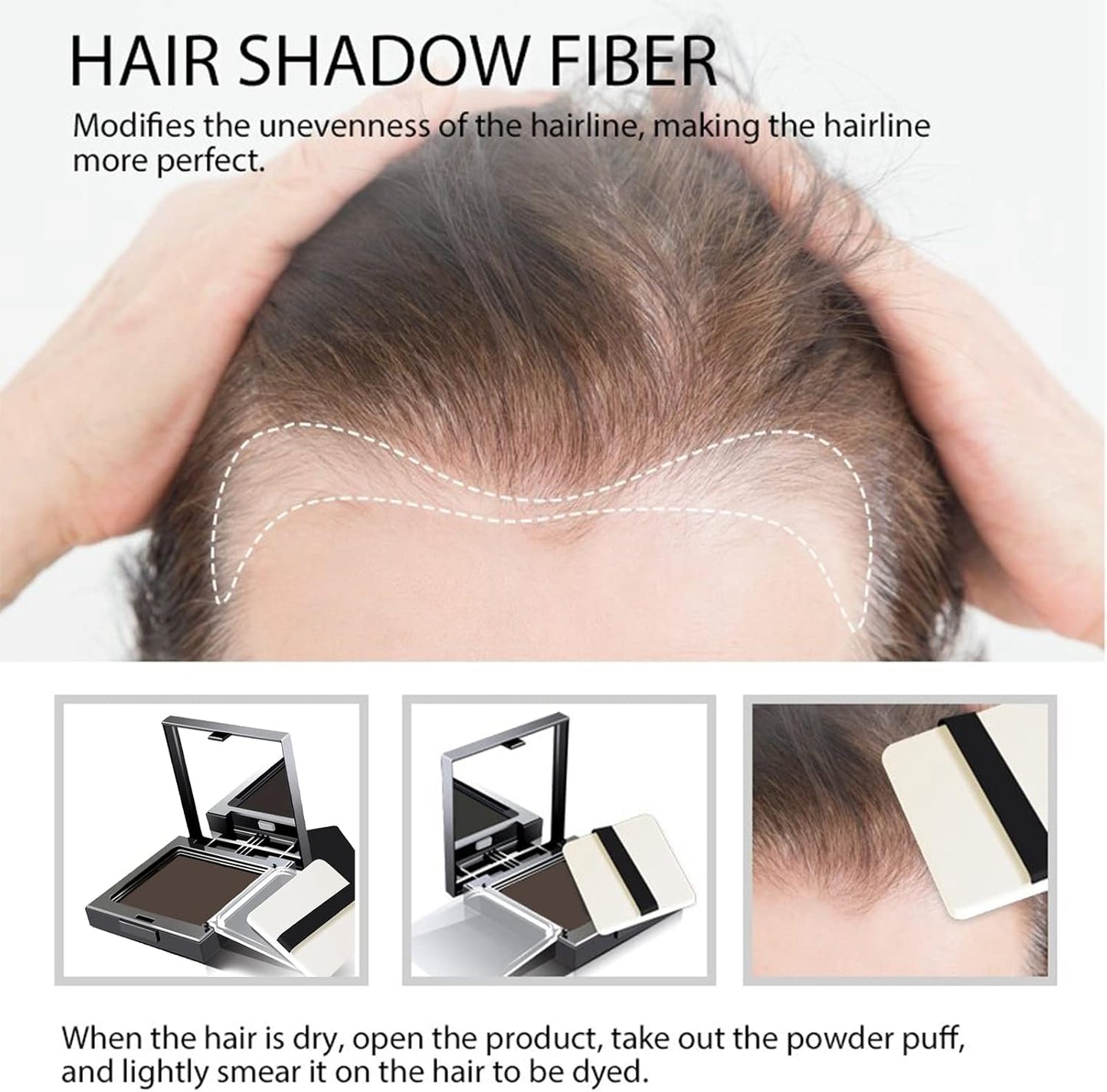 OKAQEE Instantly Hairline Shadow - Powder Quick Cover Grey Hair in Regrowth Treatments Windproof Sweatproof Touch-Up for Root Concealer Long Lasting with Mirror &amp; Puff (（Dark brown）), Pack of 1