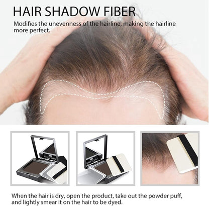 OKAQEE Instantly Hairline Shadow - Powder Quick Cover Grey Hair in Regrowth Treatments Windproof Sweatproof Touch-Up for Root Concealer Long Lasting with Mirror &amp; Puff (（Dark brown）), Pack of 1
