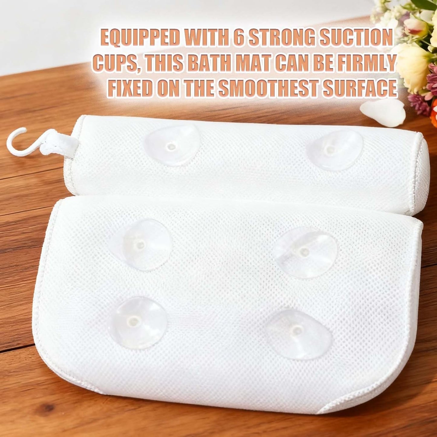 1pc Bath Pillows for Head and Neck, Bath Pillow for Bathtub with 6 Non-slip Suction Cups, Suitable for Soft Bathtub Pillow for Relaxing Baths - White, 35x33x5cm