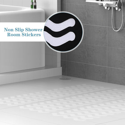 36PCS Non-Slip Strip Stickers for Bath and Shower, Wave Anti-Slip Strip with Scraper, Non Slip Bathtub Stickers for Stairs, Shower Room, Slippery Surfaces, Sauna, Kitchen-Transparent