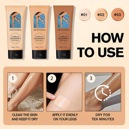 Waterproof Leg Makeup without Transfer with Extra Large Brush, Tattoo Cover for Varicose Veins/Scars, Skin Perfecting Body Foundation, Balances Skin(#02 Medium)