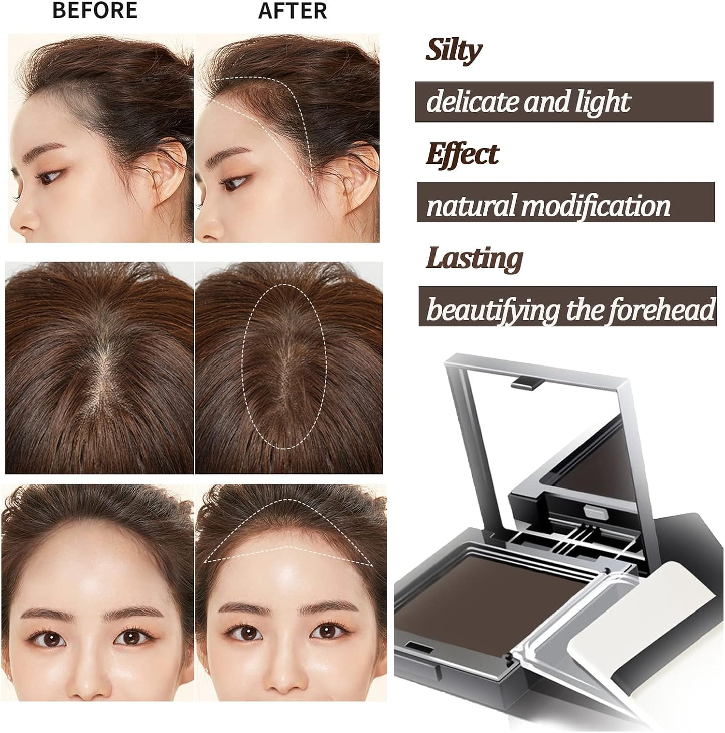 OKAQEE Instantly Hairline Shadow - Powder Quick Cover Grey Hair in Regrowth Treatments Windproof Sweatproof Touch-Up for Root Concealer Long Lasting with Mirror &amp; Puff (（Dark brown）), Pack of 1