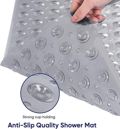 BedLooms Shower Mat Non Slip Anti Mould –Grey 70x38 cm Bath Mat for Bathroom &amp; Bathtub with Strong Suction Cups Grip Bath Mats Easy Drain &amp; Machine Washable Mat
