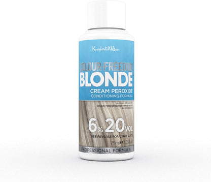 Knight &amp; Wilson Colour Freedom Blonde Developer 6% 20VOL. Permanent lightening high lift Cream Developer For use with Colour Freedom Ultra Lifting Powder Bleach. 75ml