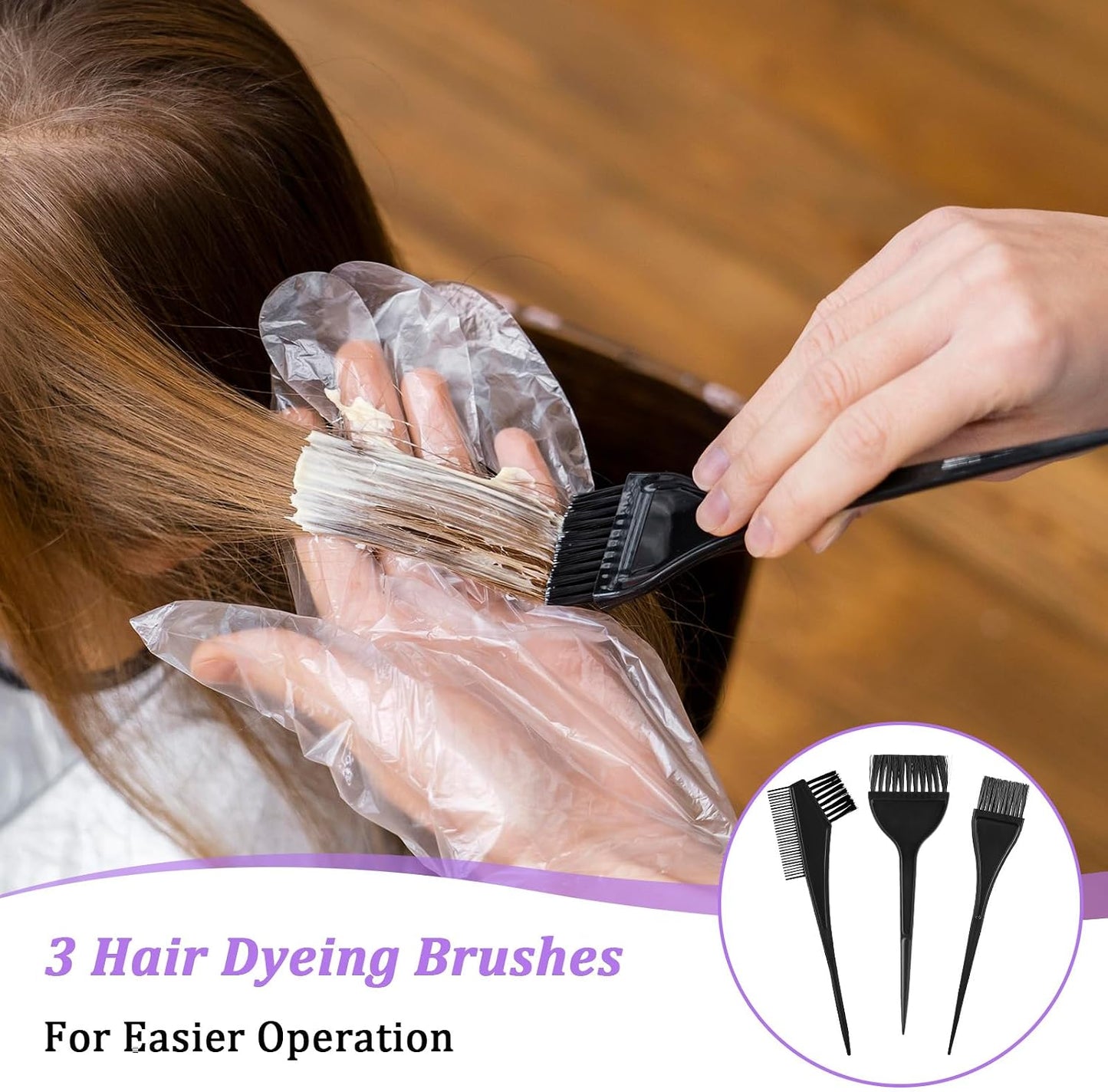 Yuanchu Silicone Highlight Hair Cap with Hair Coloring Brushes, Needle and Gloves Highlighting Frosting Cap Professional Salon Silicone Dyeing Staining Hairdressing Tools 7PCS