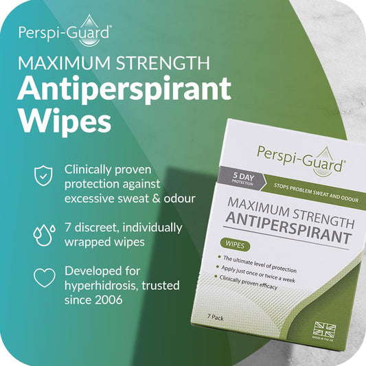 Perspi-Guard Max Strength Antiperspirant Body Wipes for Adults, 7 Individual Travel Wipes for Women &amp; Men, Travel Essentials, 1-Pack