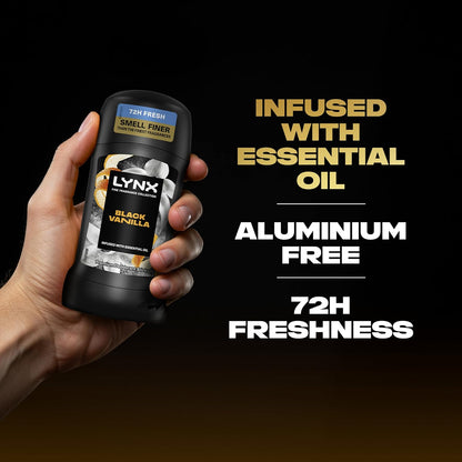 Lynx Fine Fragrance Collection Black Vanilla Premium Deodorant Stick Men's Deodorant with a vanilla, orange &amp; sandalwood fragrance for 72 hour odour protection 50 ml