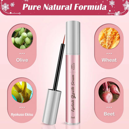 Eyelash Growth Serum, Eyebrow &amp; Lash Serum for Longer and Thickness,5ml | Infused with hyaluronic acid, nourishes lashes to look longer thicker fuller, vegan cruelty-free, travel size