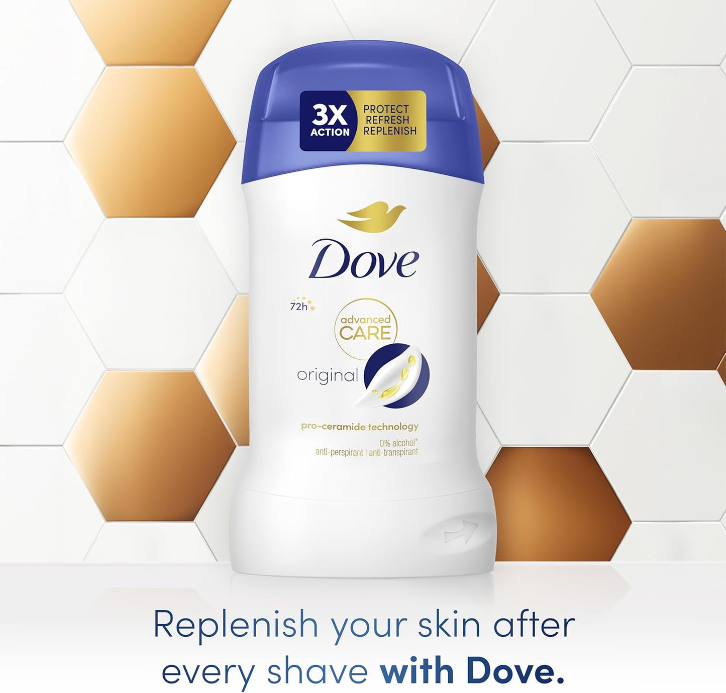 Dove Advanced Care Original Anti-Perspirant Cream Women's Deodorant Stick with pro-ceramide technology for 72 hours sweat protection 50 ml