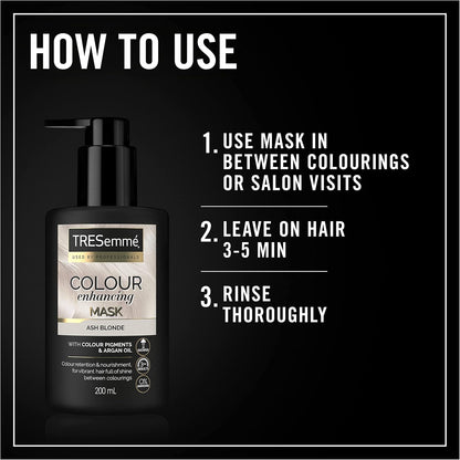 TRESemmé Ash Blonde Colour Enhancing Hair Mask with colour pigments &amp; argan oil for a vibrant colour with brilliant shine between colourings 200 ml