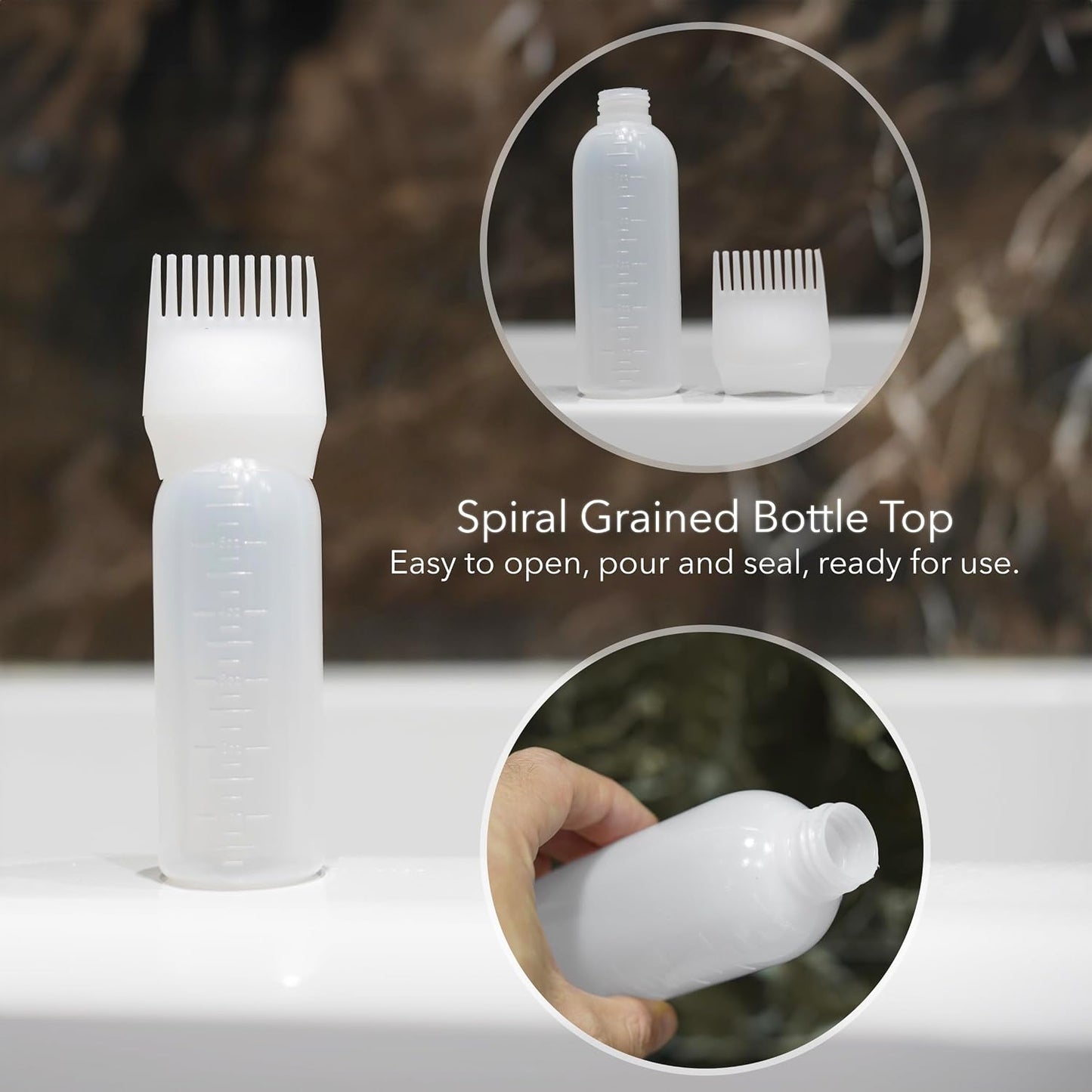 unel Hair Oil Applicator Bottles (2 PCS), Root Comb Applicators, Easy to Use for Hair Dyes &amp; Oils (Clear)