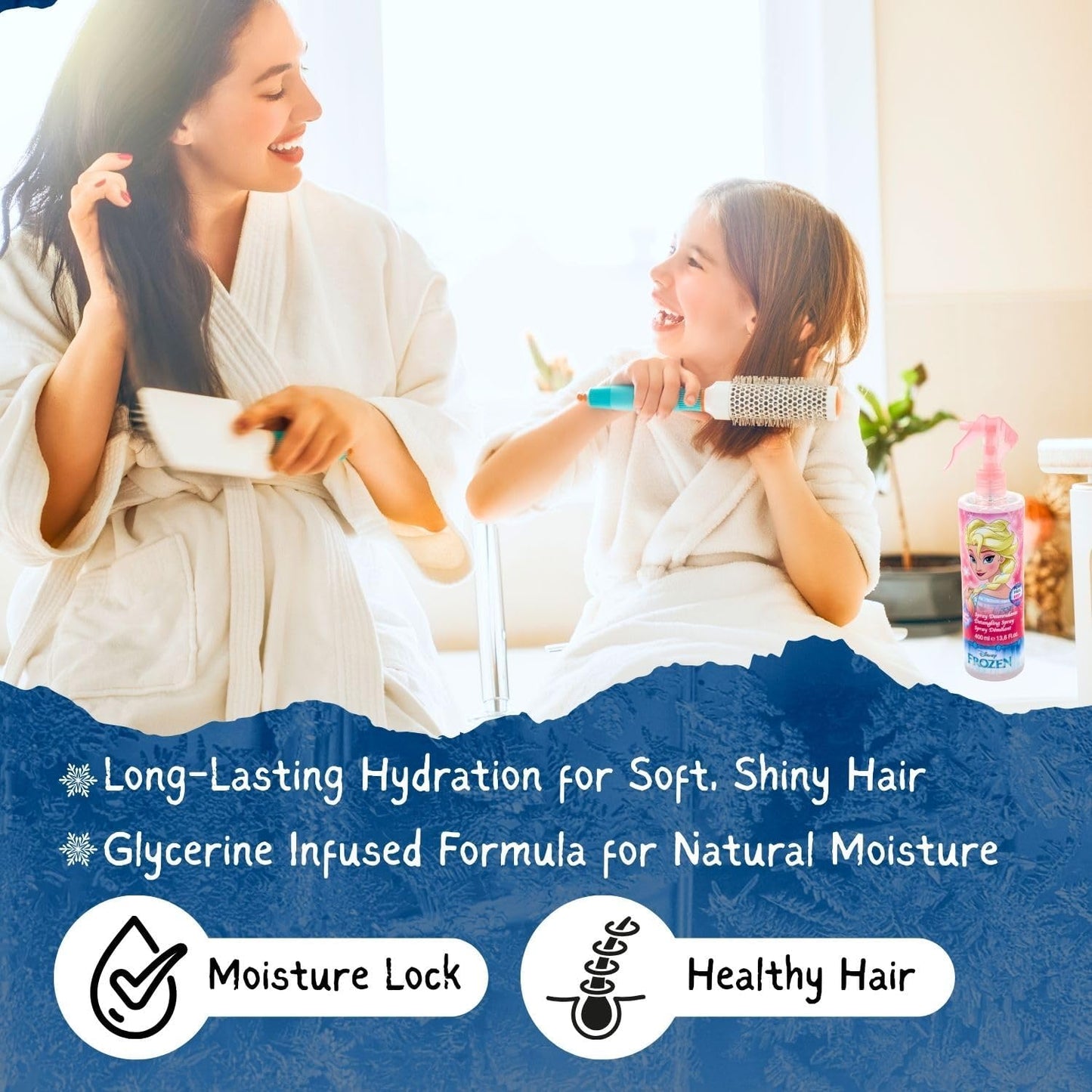 Disney Frozen Detangling Spray - Kids' Hair Detangler for Effortless Combing, Wet &amp; Dry Hair - Gentle, Dermatologically Tested Formula - Safe for Children Aged 3+, 400ml