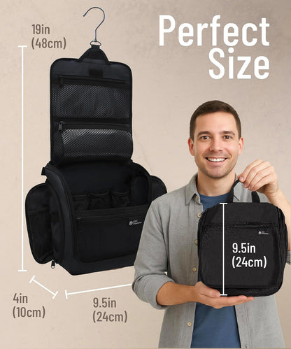 D&amp;D Hanging Travel Toiletry Bag for Men and Women – Large Cosmetics, Makeup and Toiletries Organizer Kit with 10 Compartments, YKK Zippers, XXL Metal Swivel Hook, Water-Resistant