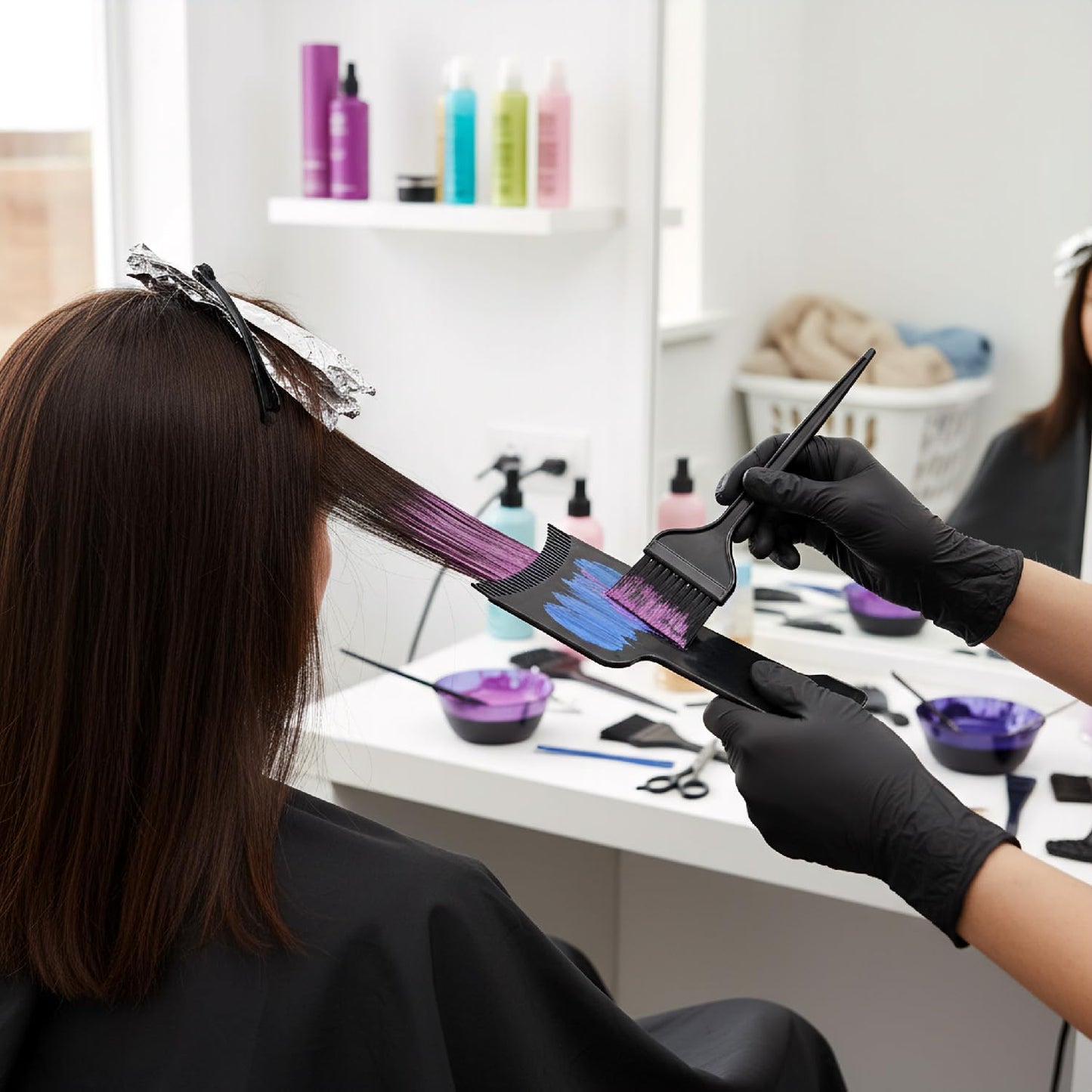 Professional Hair Dyeing Boards, Highlighting Detailing Comb Tool, Durable Flexible Plastic, Two Sizes for Salon Home Use, Black