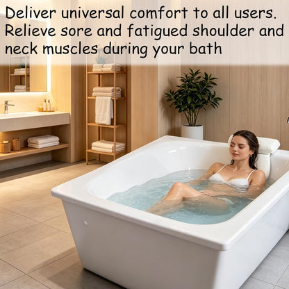 Bath Pillow, Bath Cushion for Head and Neck Support, Relaxation and Comfort in Bathtub, Ideal for Reading and Meditation, Compact White Design 35x30x4 cm ﻿