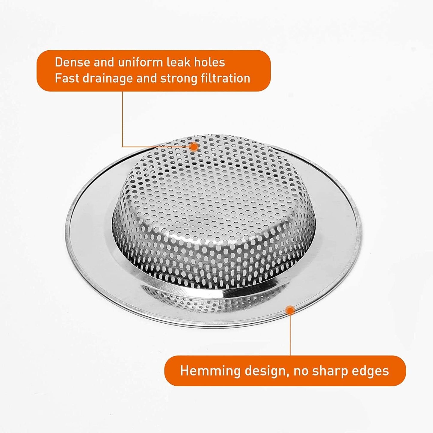 2pcs Kitchen Bathroom Sink Strainer, Stainless Steel Drain Filter, Thicker, Outer Diameter 3 Inch/77mm (Small Size)