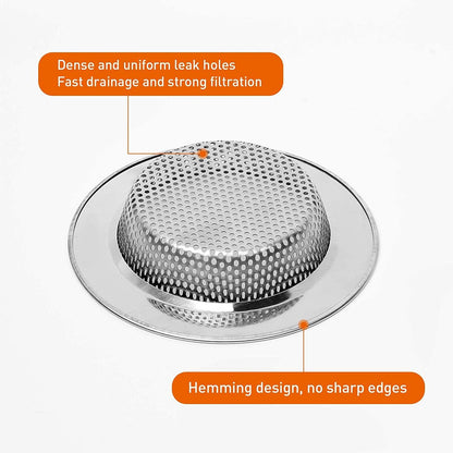 2pcs Kitchen Bathroom Sink Strainer, Stainless Steel Drain Filter, Thicker, Outer Diameter 3 Inch/77mm (Small Size)