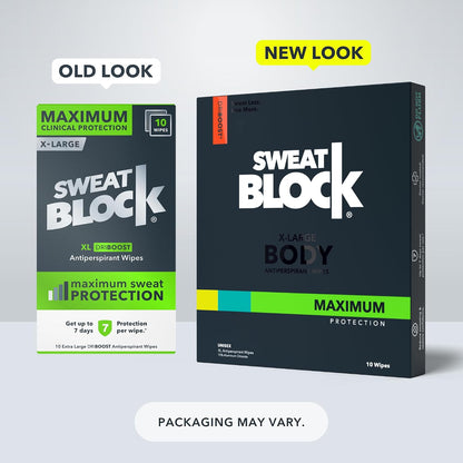 SweatBlock Maximum Strength Antiperspirant Sweat Wipes - For Excessive Sweat Protection - Extra Large - Up to 7 Day Protection per Use - 10 Count - Unisex