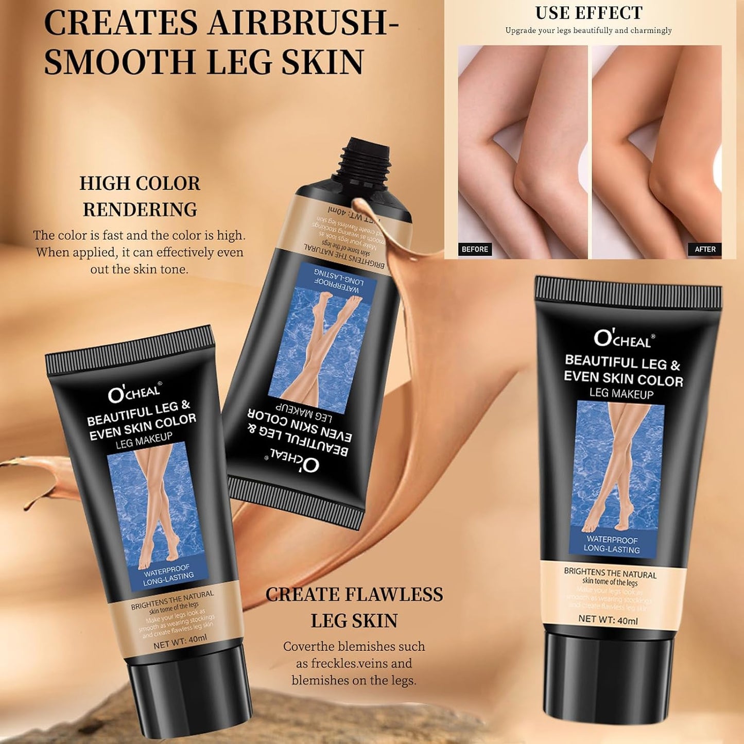 2 PCS Leg and Body Makeup Foundation, Body Coverage Tattoo Concealer, Waterproof Leg &amp; Body Tattoo Scar Cover up, Covers Varicose Veins for All Skin Tones (B, M)