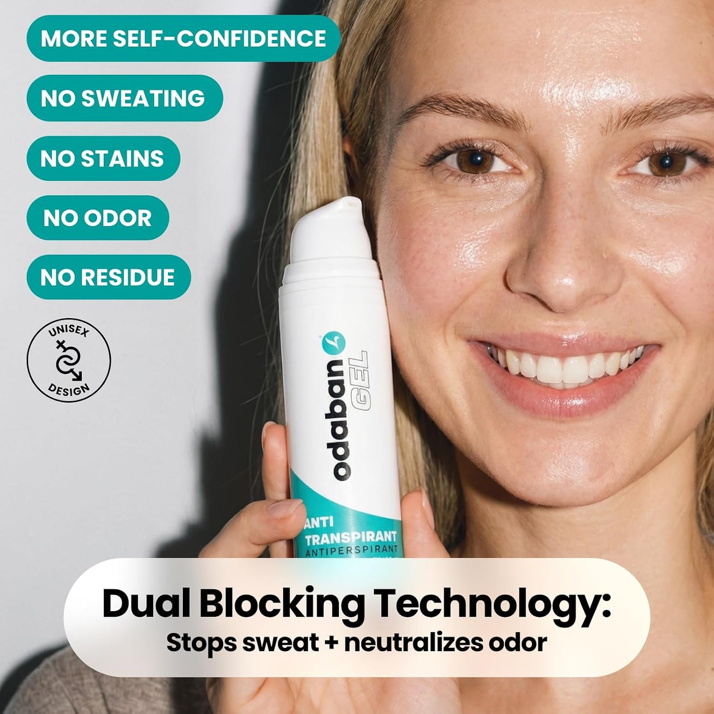 odaban Antiperspirant GEL 50ml for sweaty hands, sweaty feet and sweating on the face | for underarm odour | for heavy sweating on the head