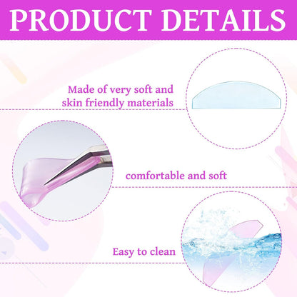 Korean Lash Lift Shields Flat, 4pcs Lashes Lifts Pads, Glueless Lash Lift Shields for Softening Lashes, Ultra-Thin Adhesive Design, Reusable(Light Pink and Blue)