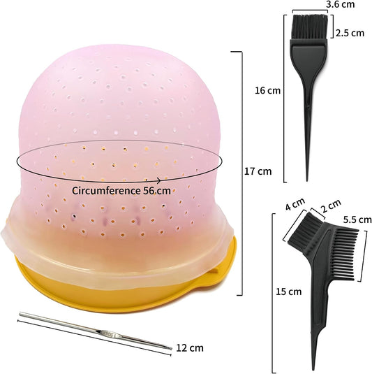 Pre Punched Holes Silicone Highlighting cap Hair Color Kit Professional Reusable Highlighting Cap with Hook Brushes Set Salon Hairdressing Dyeing Staining Tools for Women Men