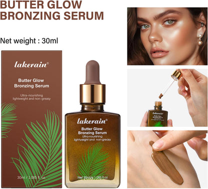 Butter Glow Bronzing Serum - Liquid Bronzing Drops - Shimmer Body Oil - Nourishing Skincare Bronzing Drops - Natural Sunkissed Complexion Flawless Skin
