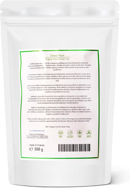 Bio Organic Green Clay Powder, 100% Natural, Green Clay for DETOX, Firming Body Wrap, Skin Exfoliating, Natural Skin Care, Cellulite Clay - 500 g