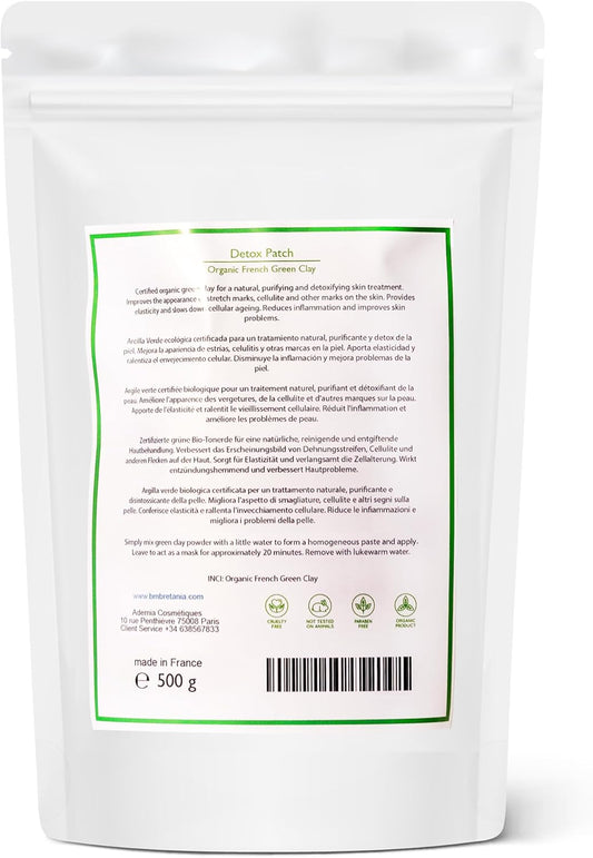 Bio Organic Green Clay Powder, 100% Natural, Green Clay for DETOX, Firming Body Wrap, Skin Exfoliating, Natural Skin Care, Cellulite Clay - 500 g