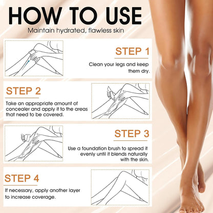 Body Makeup for Legs 100ml, Leg Makeup Waterproof No Transfer, Leg Makeup to Cover Veins, Body Concealer for Legs with Brush, Even out Skin Tone, Long-lasting(01#Natural White）