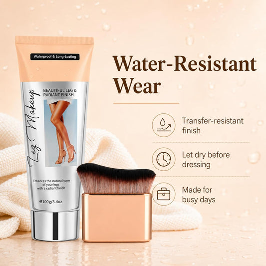 Leg Makeup With Brush, Body Concealer, Full Coverage Makeup – Water-Resistant Transfer-Resistant Cream for Uneven Tone, Natural Finish Leg &amp; Body Makeup for Summer Events, 100ml
