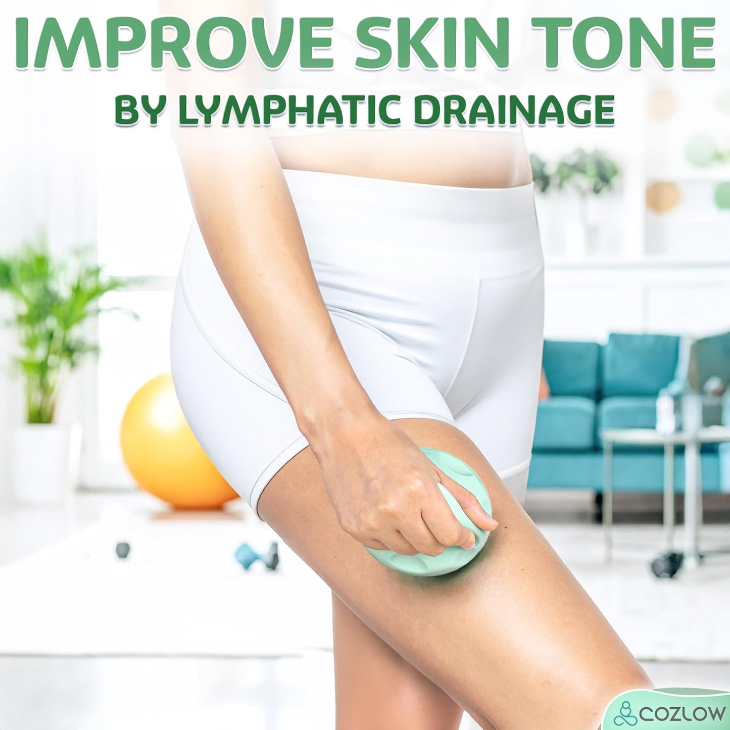 Lymphatic Massager - Handheld Drainage Roller Massage Tool to Help Support Lymph System Care by Promoting Circulation, which May Decrease Appearance of Cellulite - by Cozlow