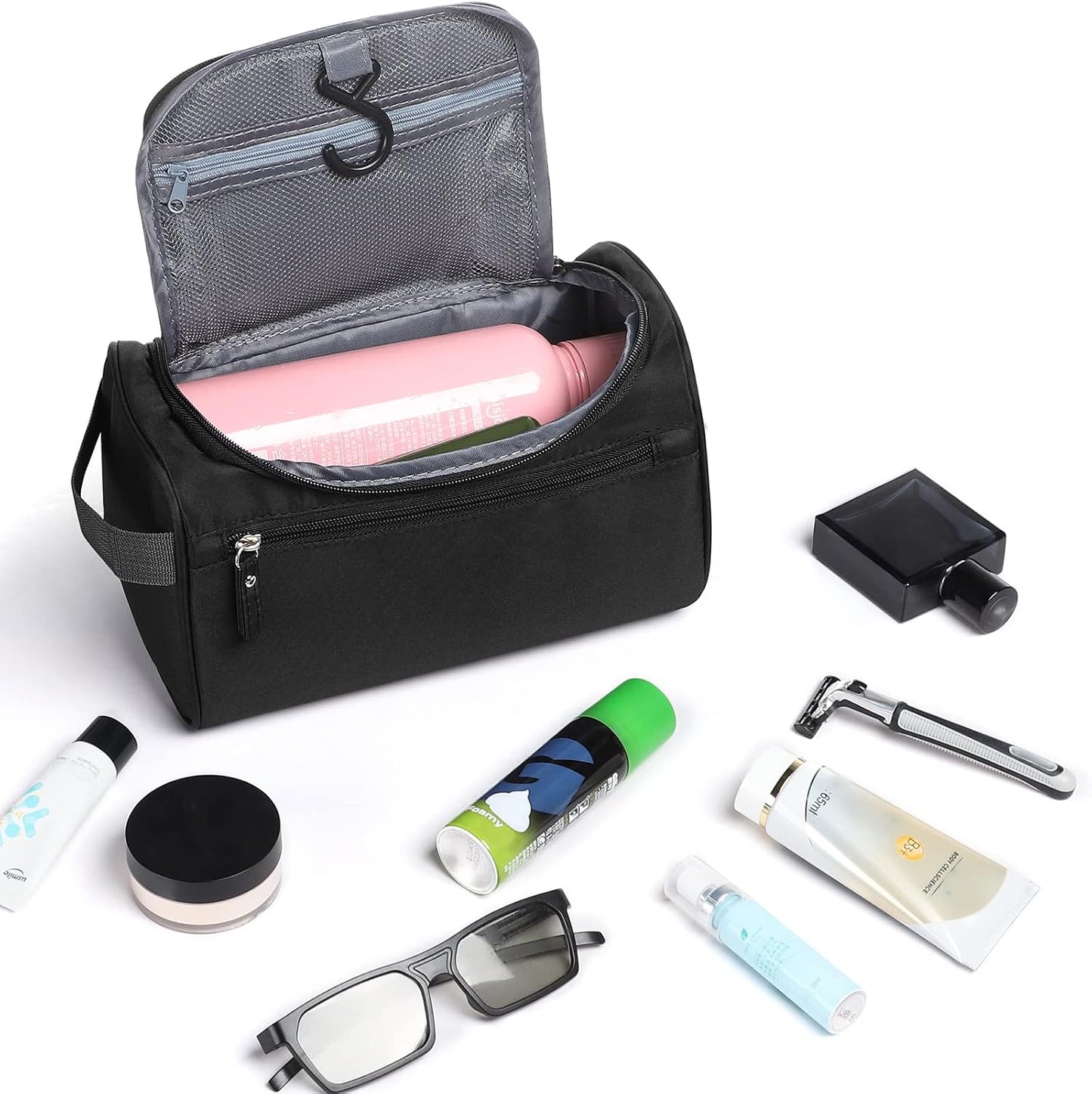Toiletry Bag, Etercycle Hanging Wash Bag Travel Toiletry Bag Waterproof Bathroom Bag for Men and Women Travel Toiletry Makeup Organizer (Black)