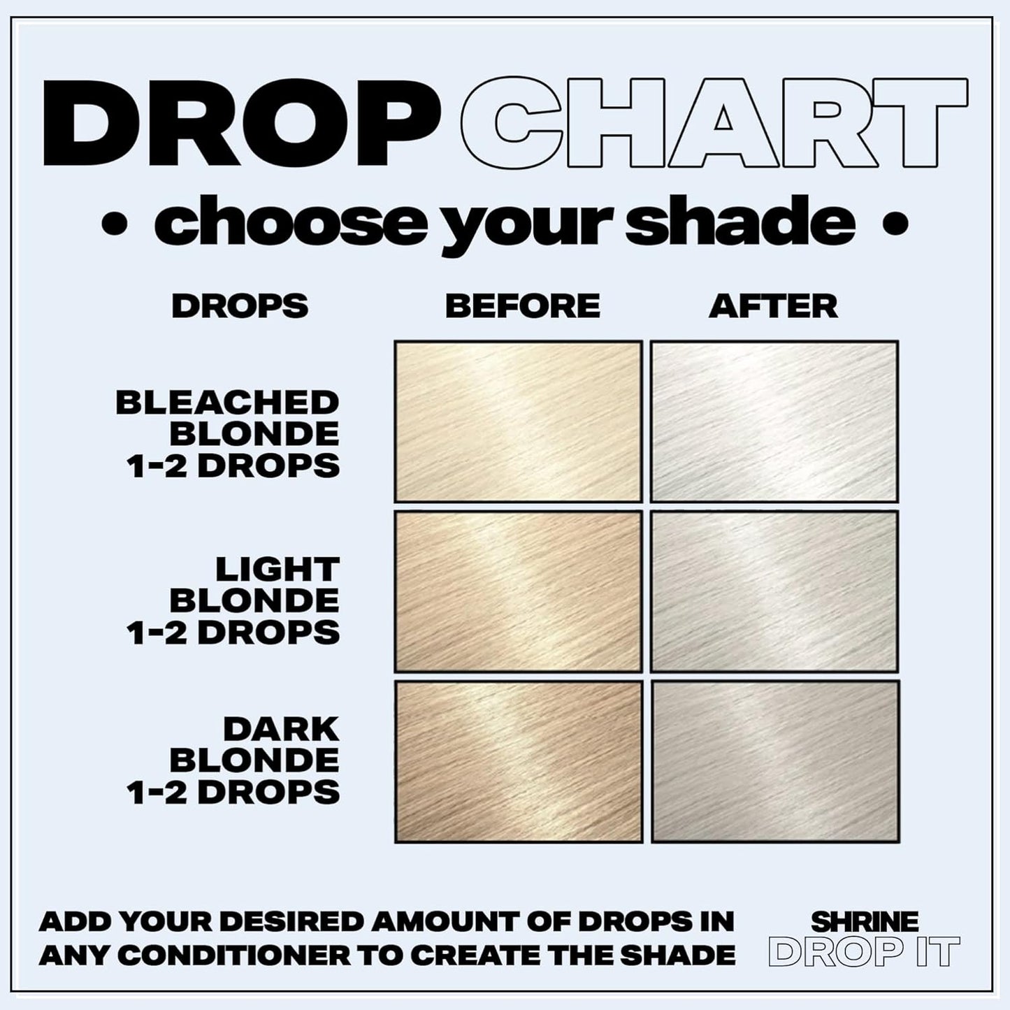 SHRINE Drop-It WHITE BLONDE Toner | Customisable Anti-Brass Toner Drops to Remove Yellow Tones | Icy &amp; Cool Blonde Finish | Vegan, Cruelty-Free, Damage-Free Conditioning Toner | 200 drops/bottle